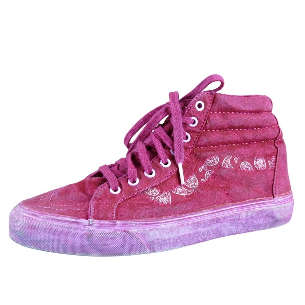 VANS Men Overwash Paisley Ultra Cush Sneaker Red Fabric Size 8 Medium  Used 2025